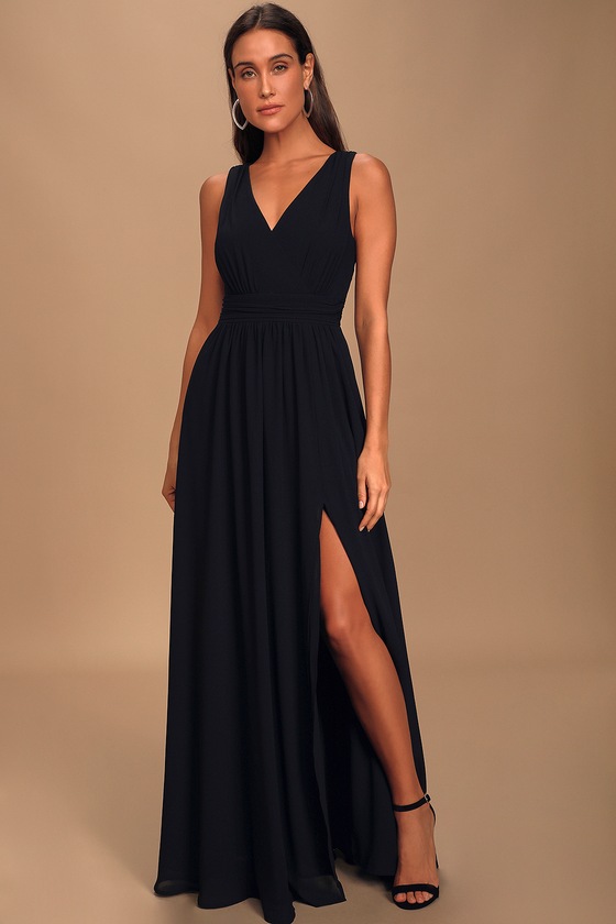 Black Dress - Sleeveless Maxi Dress ...